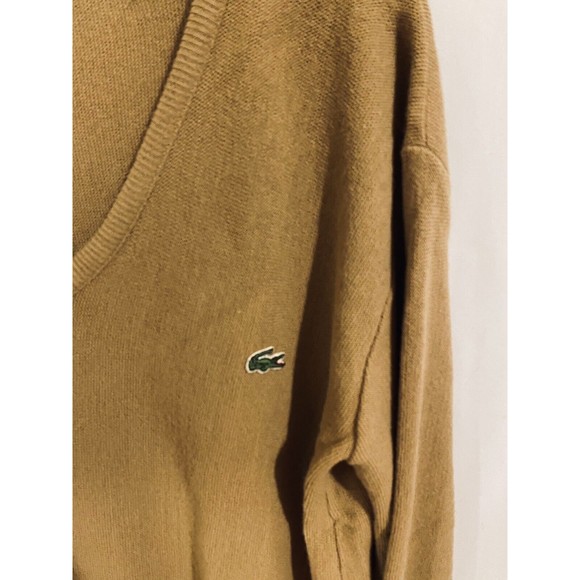 Vintage 80s Lacoste Izod V Neck Sweater Mens L Alligator Logo USA Made - ILGWU - Picture 4 of 12